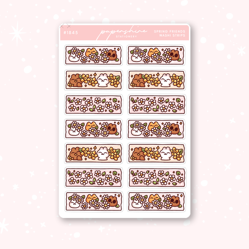 Spring Friends Washi Strips Doodle Stickers
