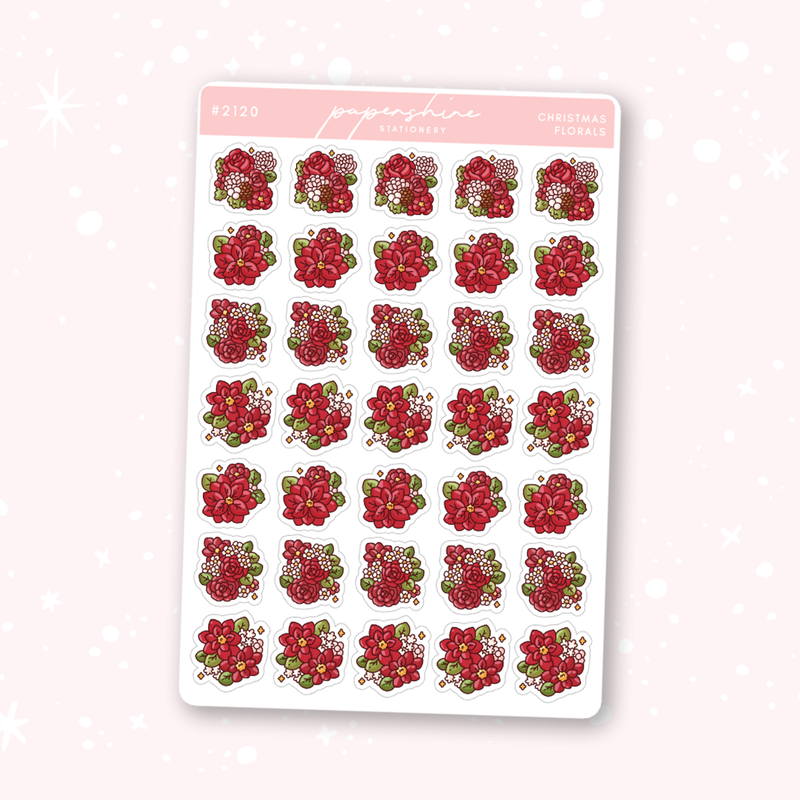 Christmas Florals Doodle Stickers