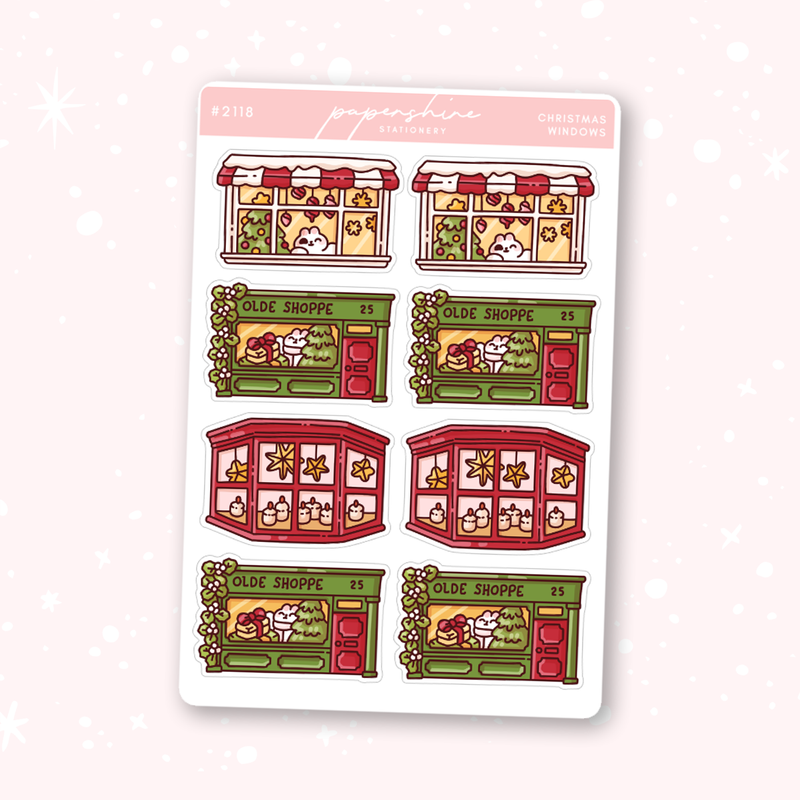 Christmas Windows Scenes Doodle Stickers