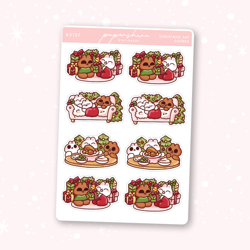 Christmas Day Scenes Doodle Stickers