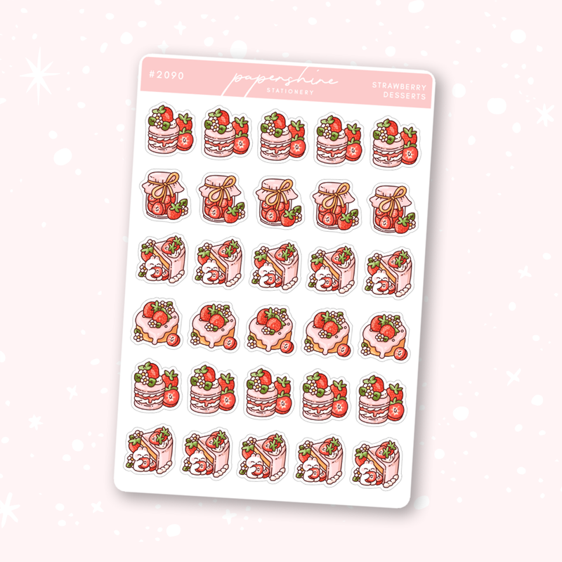 Strawberry Desserts Doodle Stickers