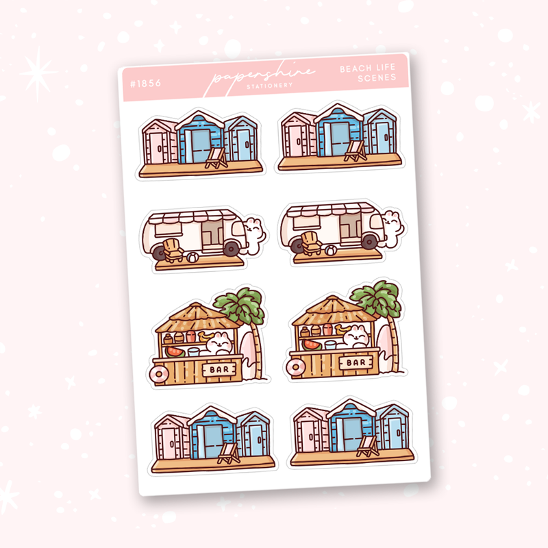 Beach Life Scenes Doodle Stickers