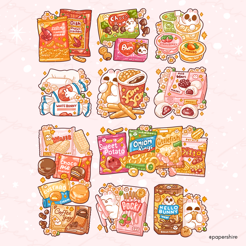 Asian Snacks Doodles Digital Set