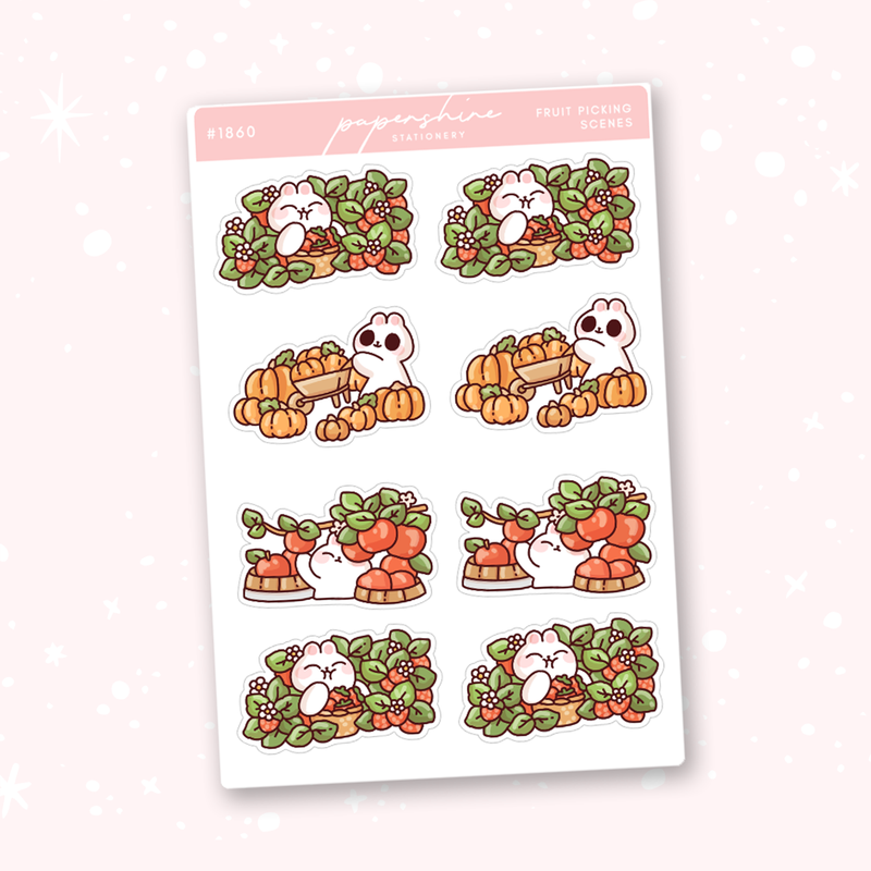 Fruit Picking Scenes Doodle Stickers