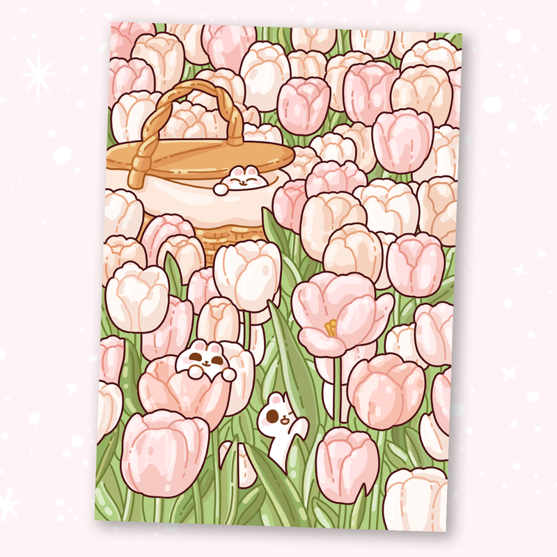 Tulip Field A5 Old Thank You Card