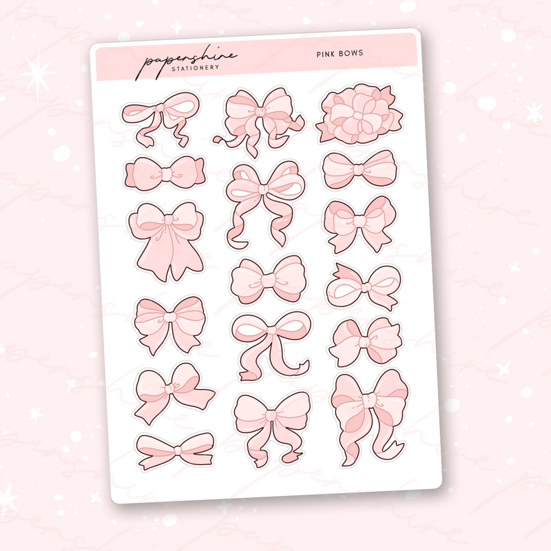 Pink Bows Decor Journal Stickers