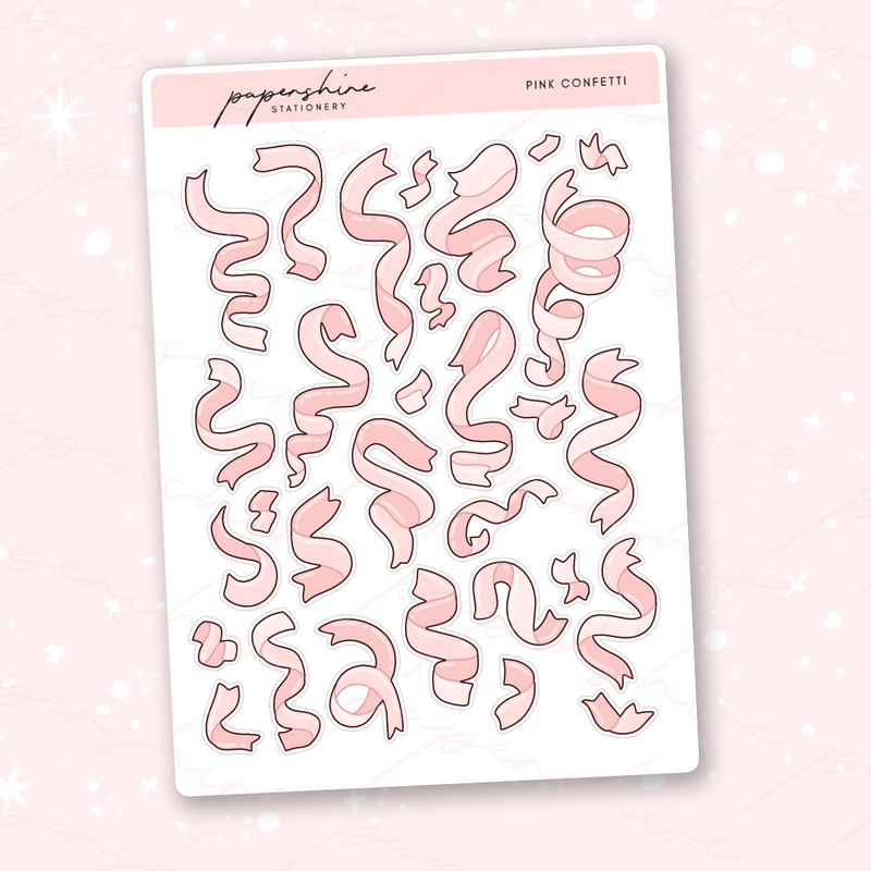 Pink Confetti Decor Journal Stickers