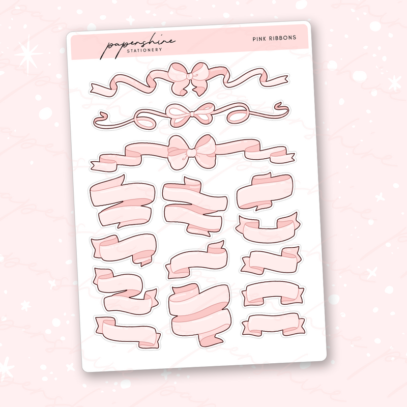 Pink Ribbons Decor Journal Stickers