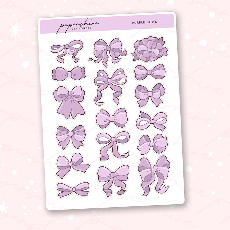 Purple Bows Decor Journal Stickers