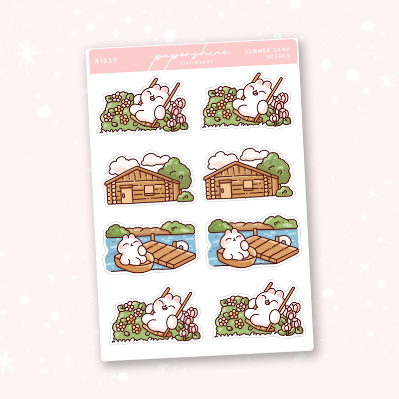 Summer Camp Scenes Doodle Stickers