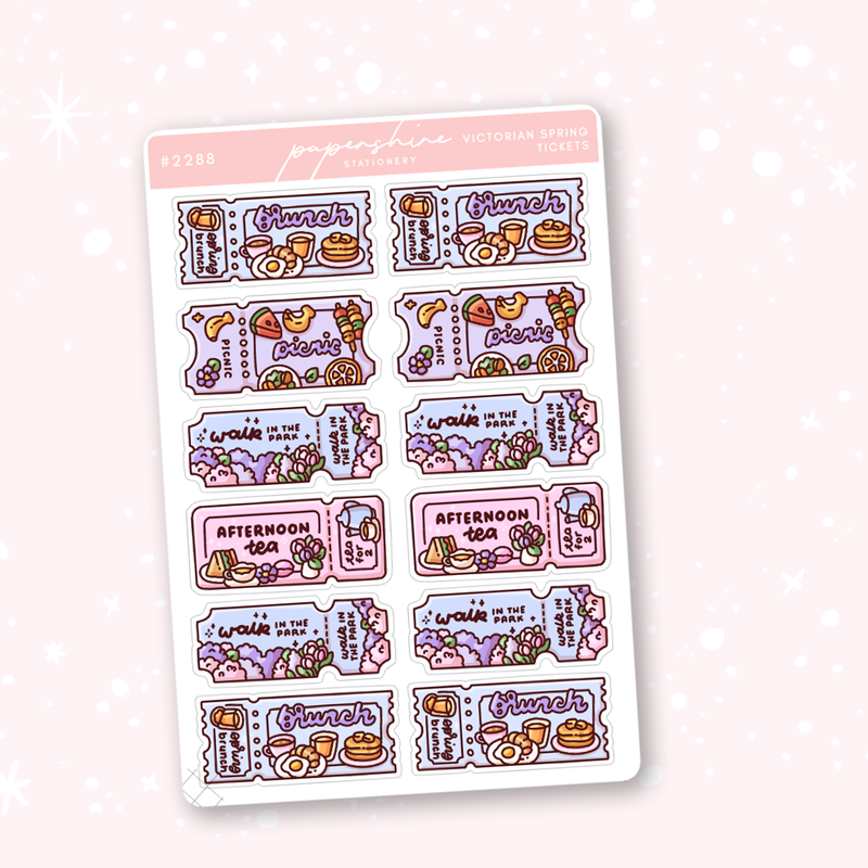 Victorian Spring Tickets Doodle Sticker
