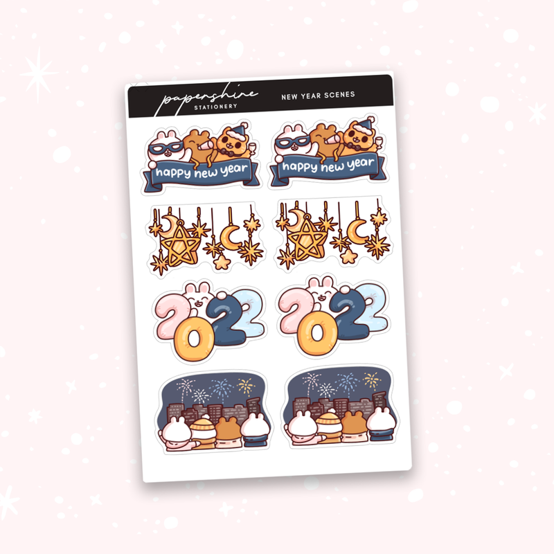 New Year Scenes Doodle Stickers