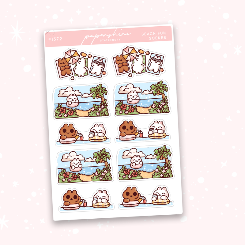 Beach Fun Scenes Doodle Stickers