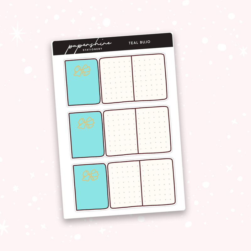 Foldable - Teal Bullet Journal Doodle Stickers
