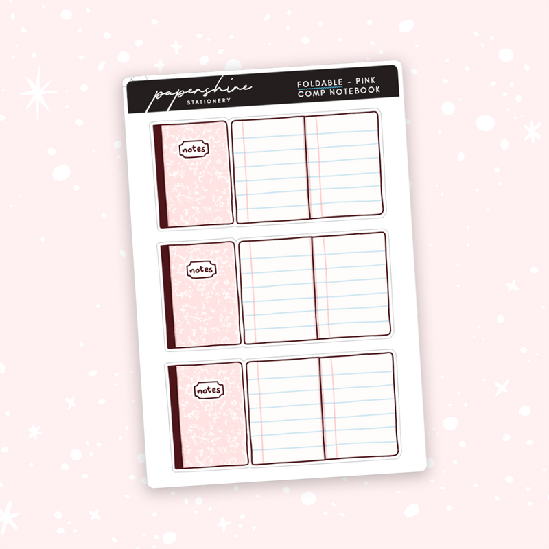 Foldable - Pink Composition Book Doodle Stickers