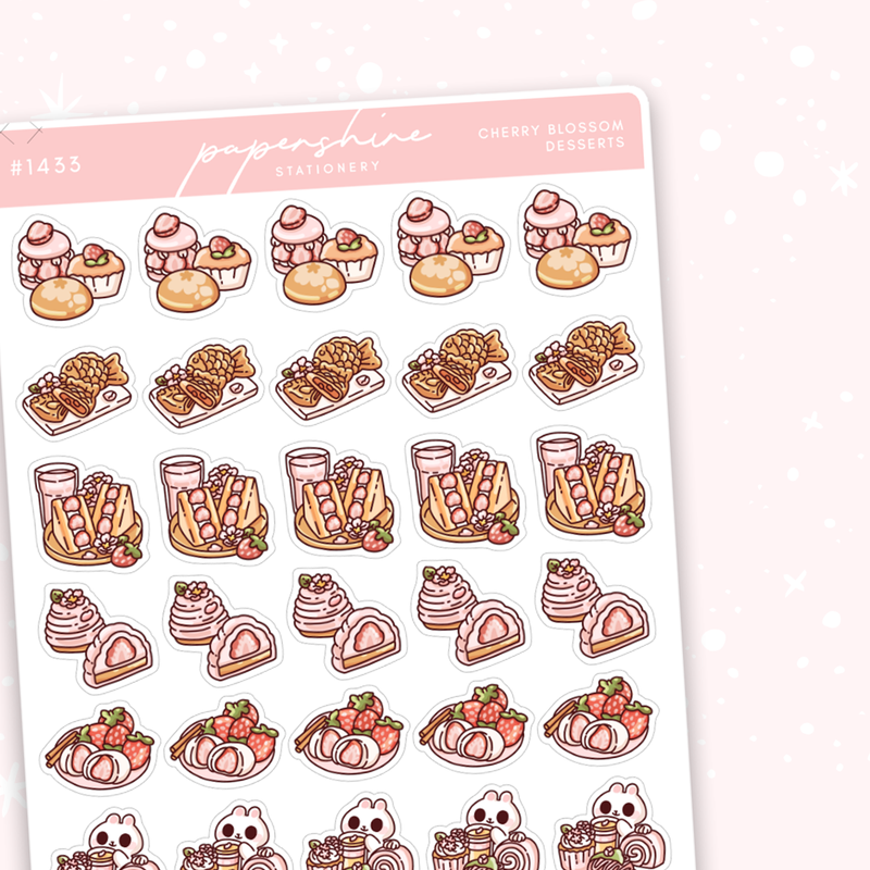 Cherry Blossom Desserts Doodle Stickers