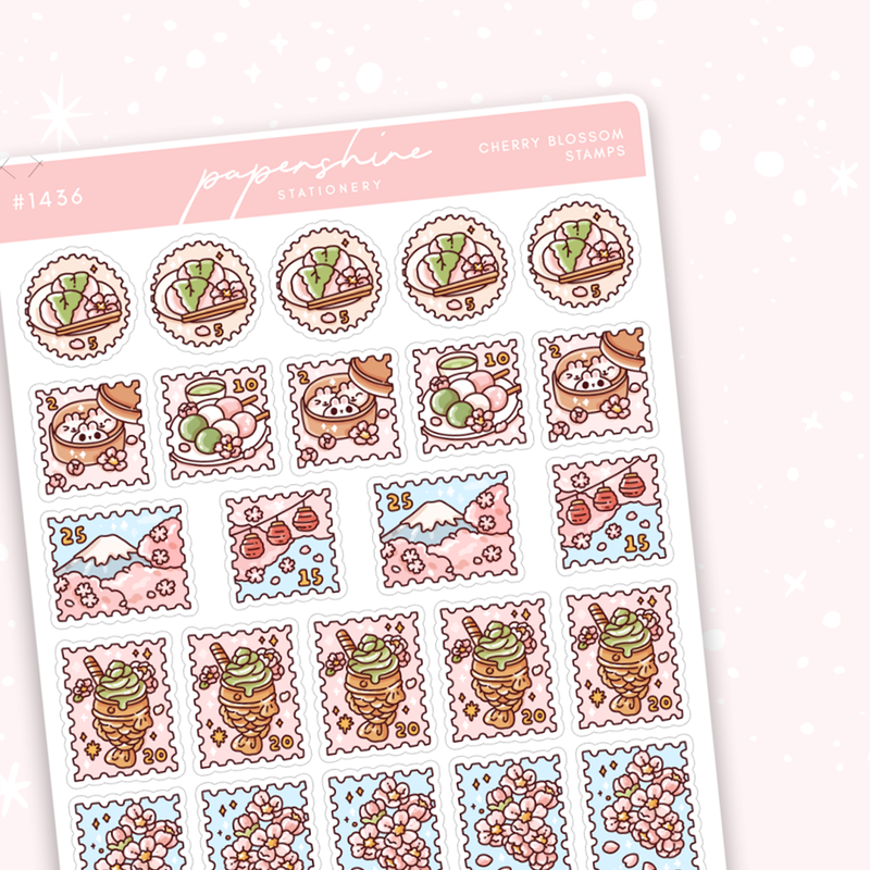 Cherry Blossom Stamps Doodle Stickers
