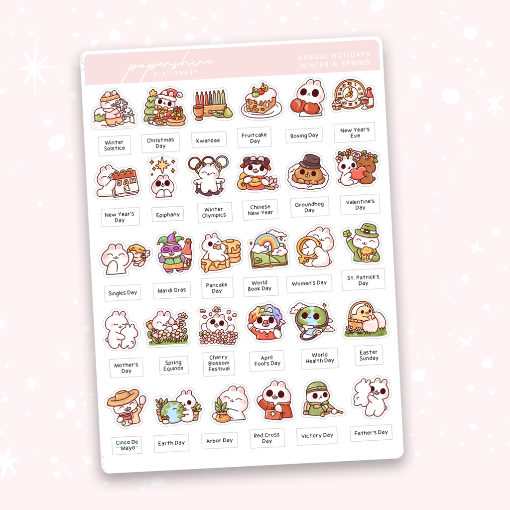 Winter & Spring Annual Holidays Stickers