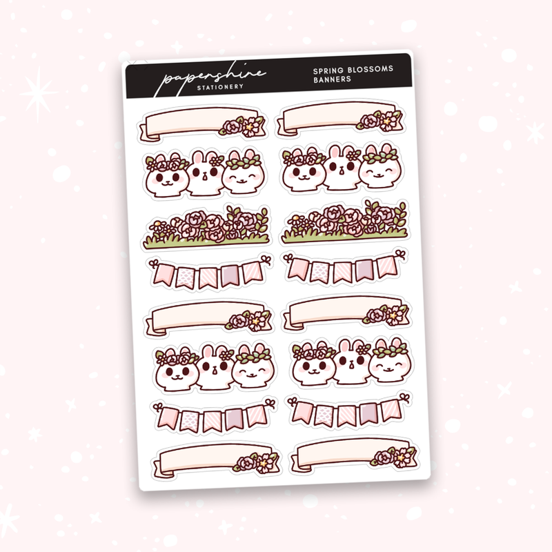 Spring Blossoms Banners Doodle Stickers