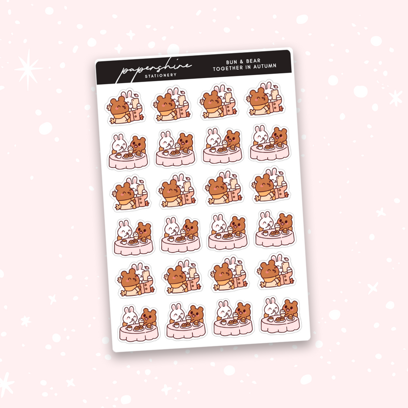 Bun & Bear Together In Autumn Doodle Stickers