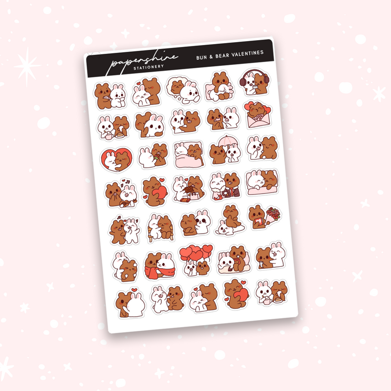 Bun & Bear Valentines Doodle Stickers