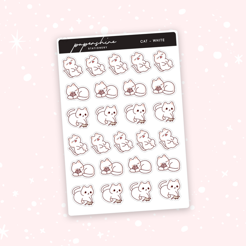 Cat - White Doodle Stickers