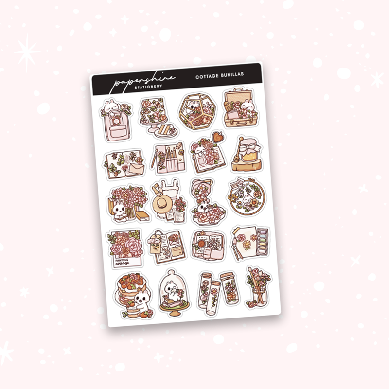 Cottage Bunillas Doodle Stickers