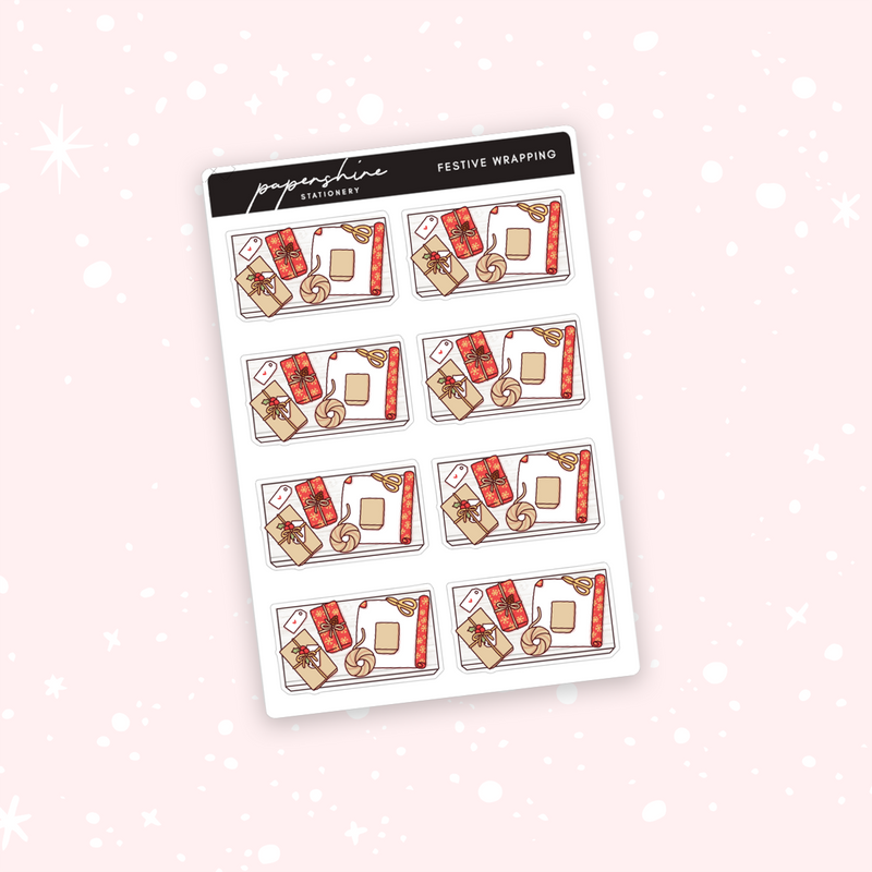 Festive Wrapping Flatlay Stickers