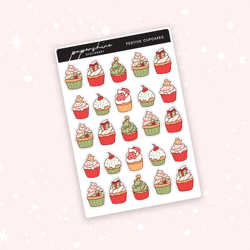 Festive Cupcakes Doodle Stickers
