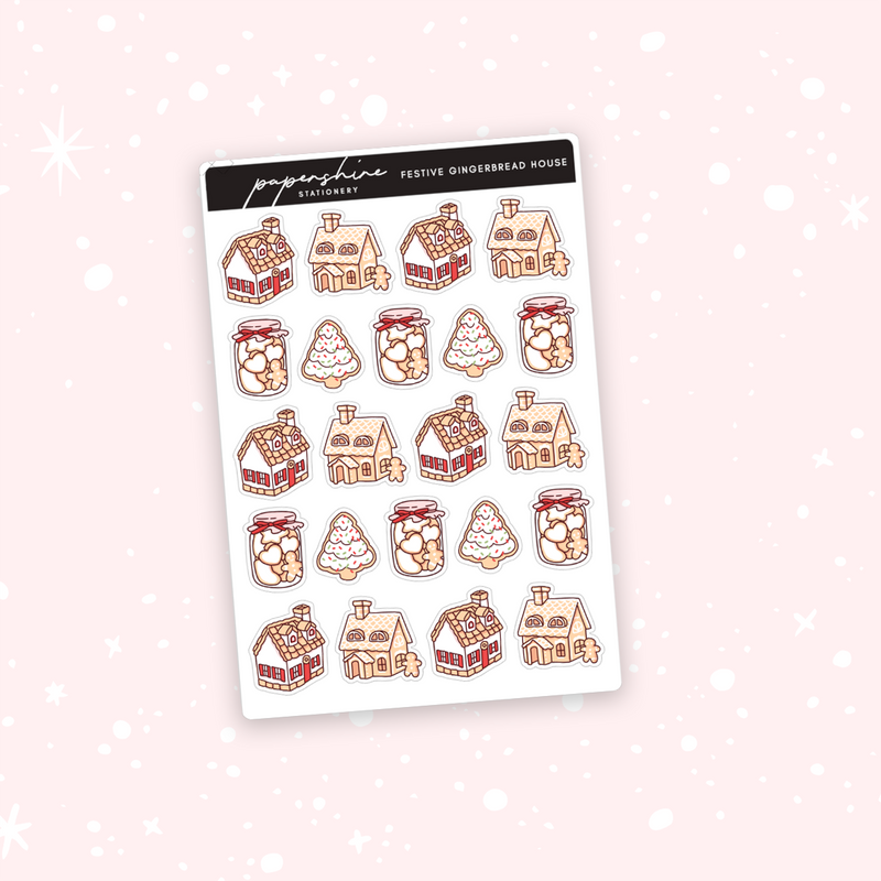 Festive Gingerbread House Doodle Stickers