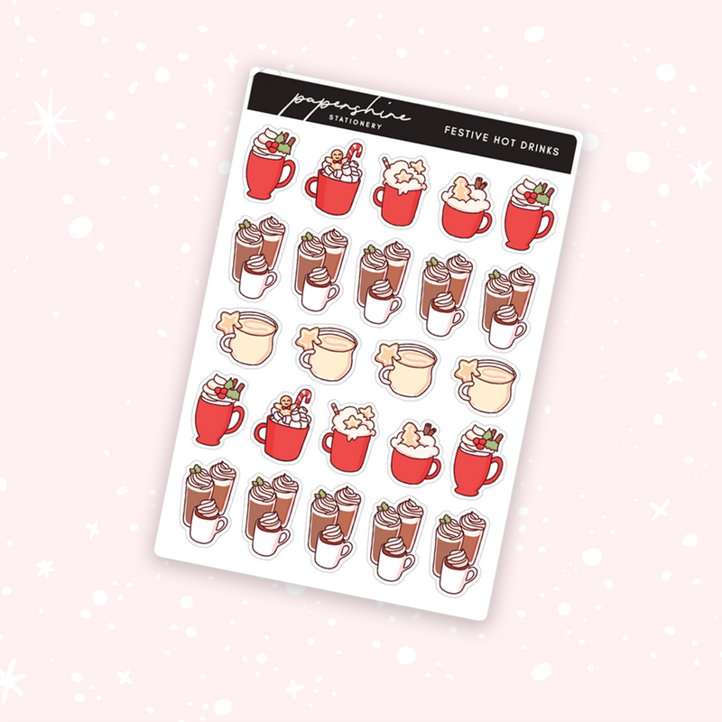 Festive Hot Drinks Doodle Stickers