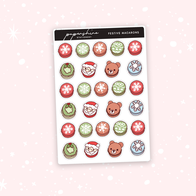 Festive Macarons Doodle Stickers