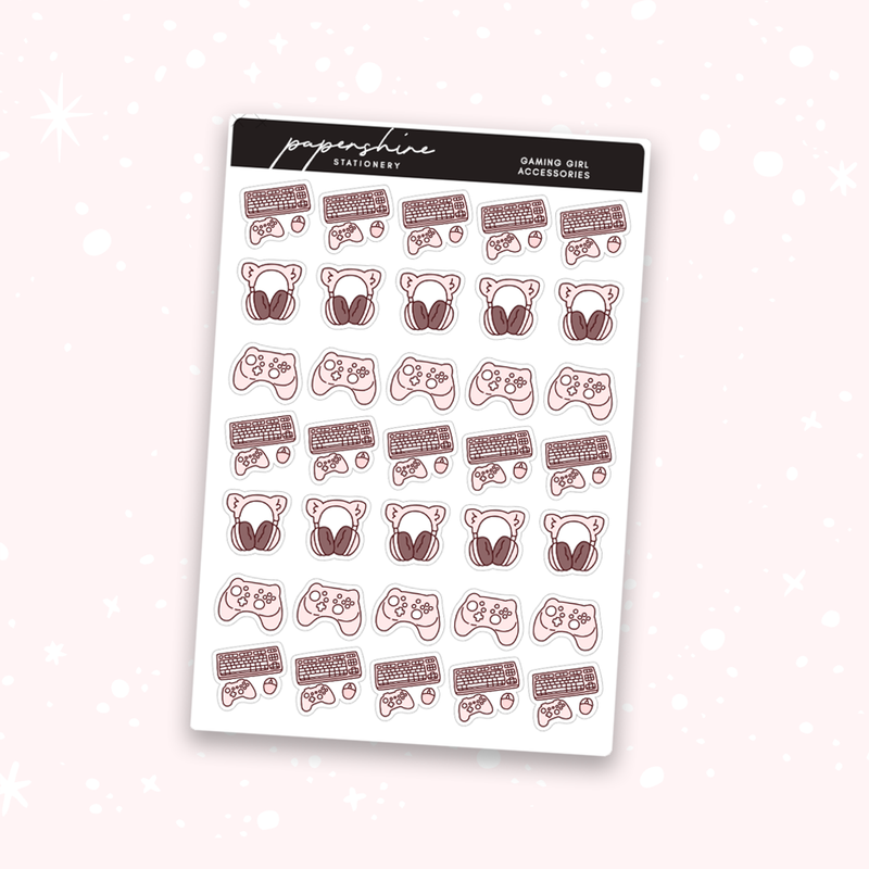 Gaming Girl Accessories Doodle Stickers