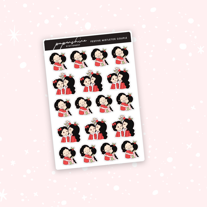 Festive Mistletoe Couple - Same Gender Nana Stickers