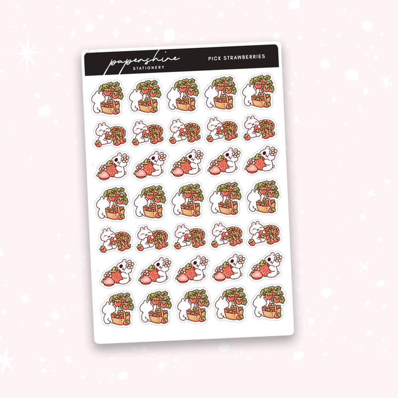 Pick Strawberries Doodle Stickers